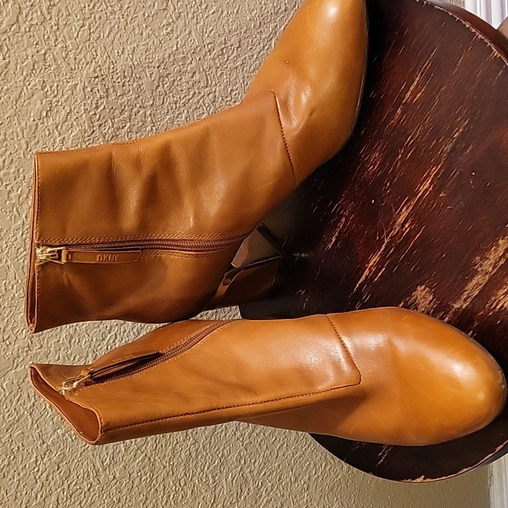 Cognac Leather DKNY Boots